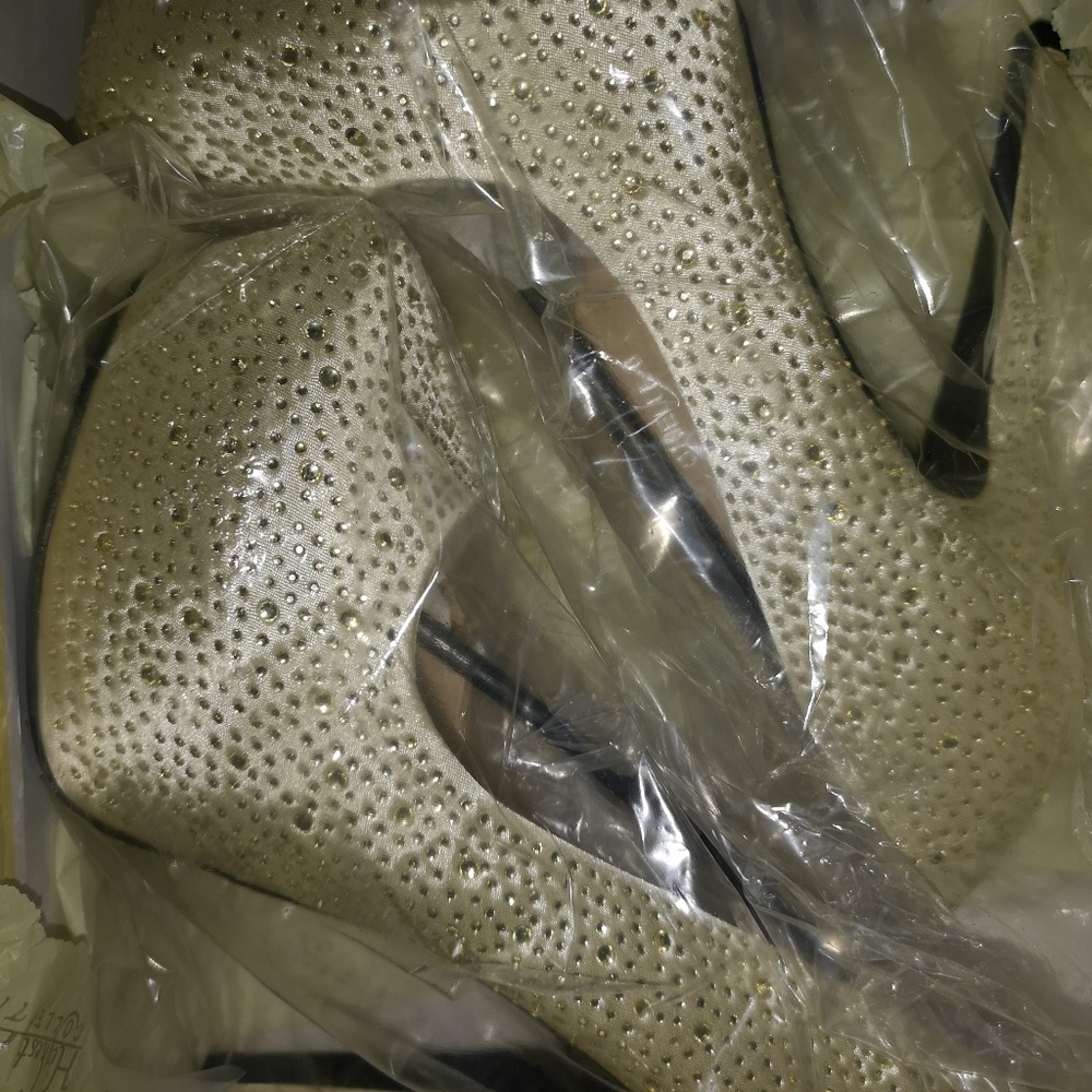 BNIB Gold Platforms with Rhinestones - Picture 2 of 2